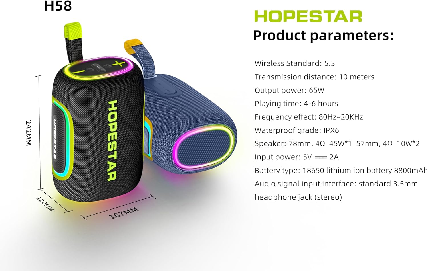 Enceinte Bluetooth sans fil série Hopestar petit format