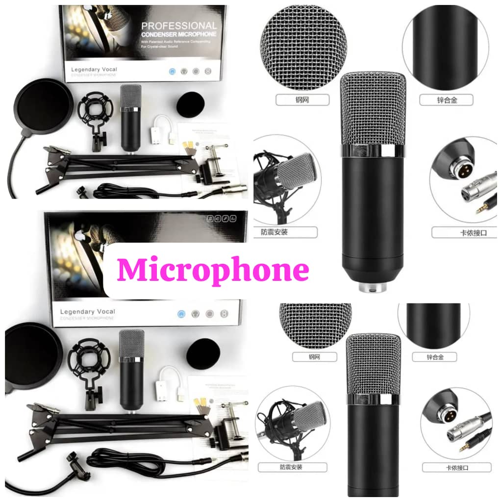 Kit de microphone à condensateur avec bras de suspension réglable en ciseaux